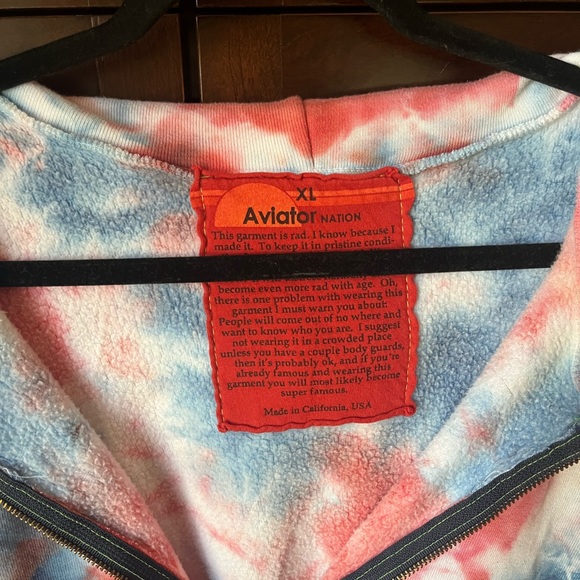 Red White and Blue Tie Dye Zip Up - Picture 2 of 4